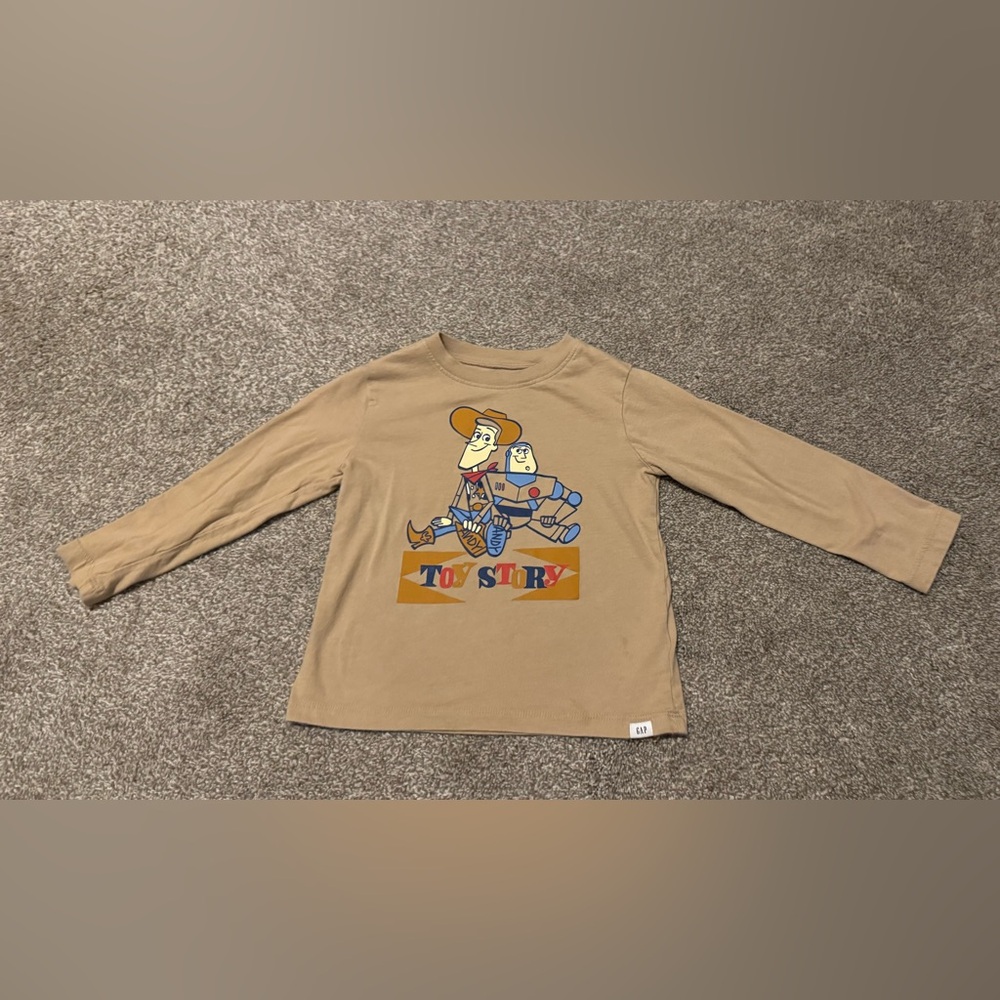 Gap x Toy Story Pixar Collab Toddler Boy 3T long sleeve t shirt Tan  Woody Buzz